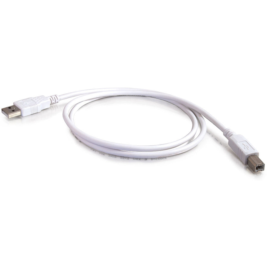 C2G 6.6ft USB to USB B Cable - USB A to USB B - USB 2.0 - White - M/M — 13172