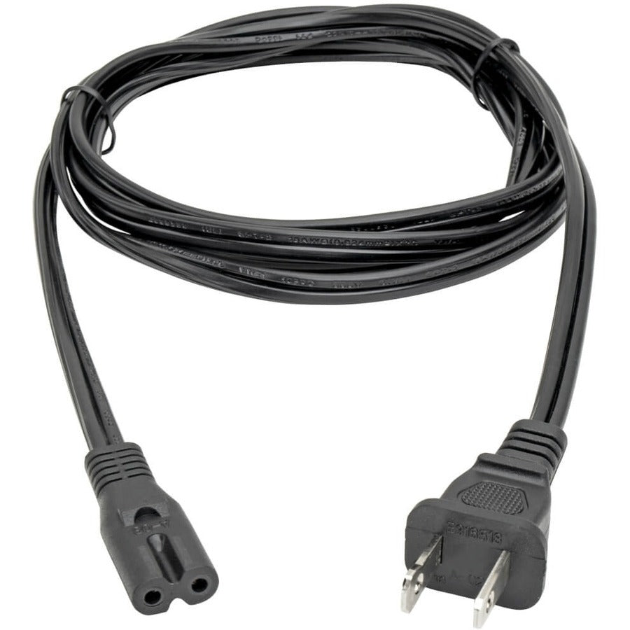 Eaton Tripp Lite Series 2-Slot Non-Polarized Replacement Power Cord, 1-15P to C7 - 10A, 120V, 18 AWG, 6 ft. (1.83 m), Black — P012-006