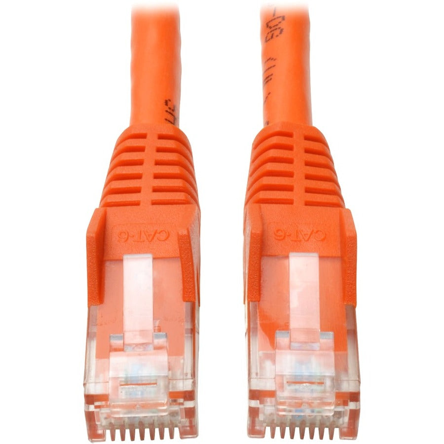 Eaton Tripp Lite Series Cat6 Gigabit Snagless Molded (UTP) Ethernet Cable (RJ45 M/M), PoE, Orange, 14 ft. (4.27 m) — N201-014-OR