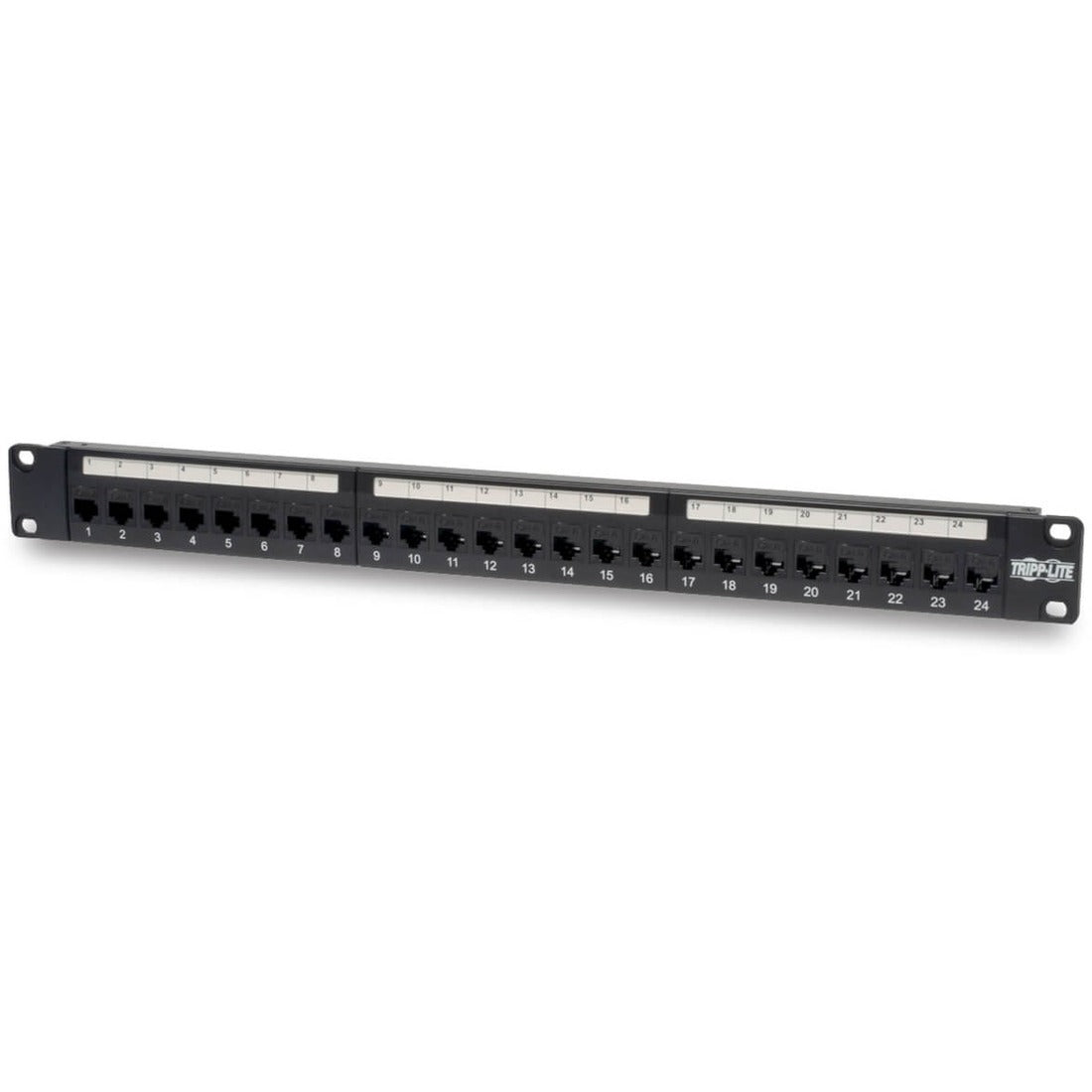 Eaton Tripp Lite Series 24-Port 1U Rack-Mount Cat6/Cat5 Feedthrough Patch Panel, RJ45 Ethernet, TAA — N254-024