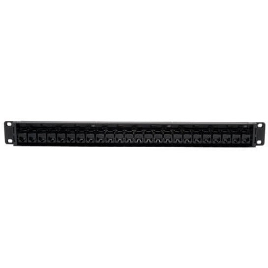 Eaton Tripp Lite Series 24-Port 1U Rack-Mount Cat6/Cat5 Feedthrough Patch Panel, RJ45 Ethernet, TAA — N254-024