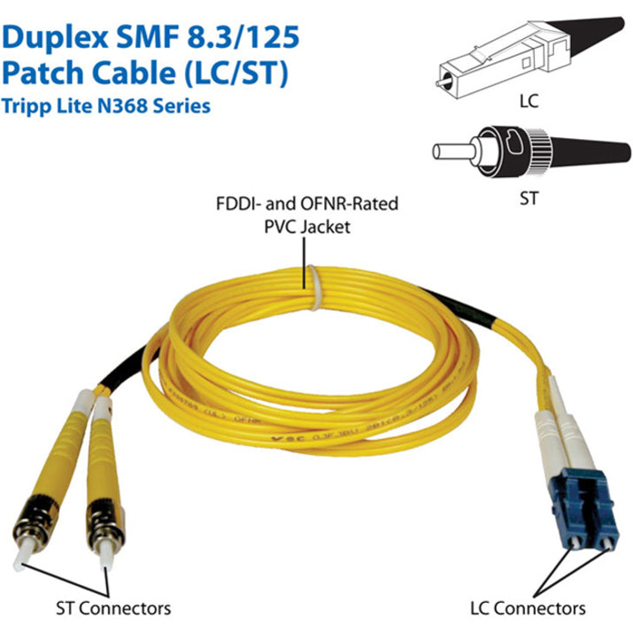 Eaton Tripp Lite Series Duplex Singlemode 9/125 Fiber Patch Cable (LC/ST), 1M (3 ft.) — N368-01M