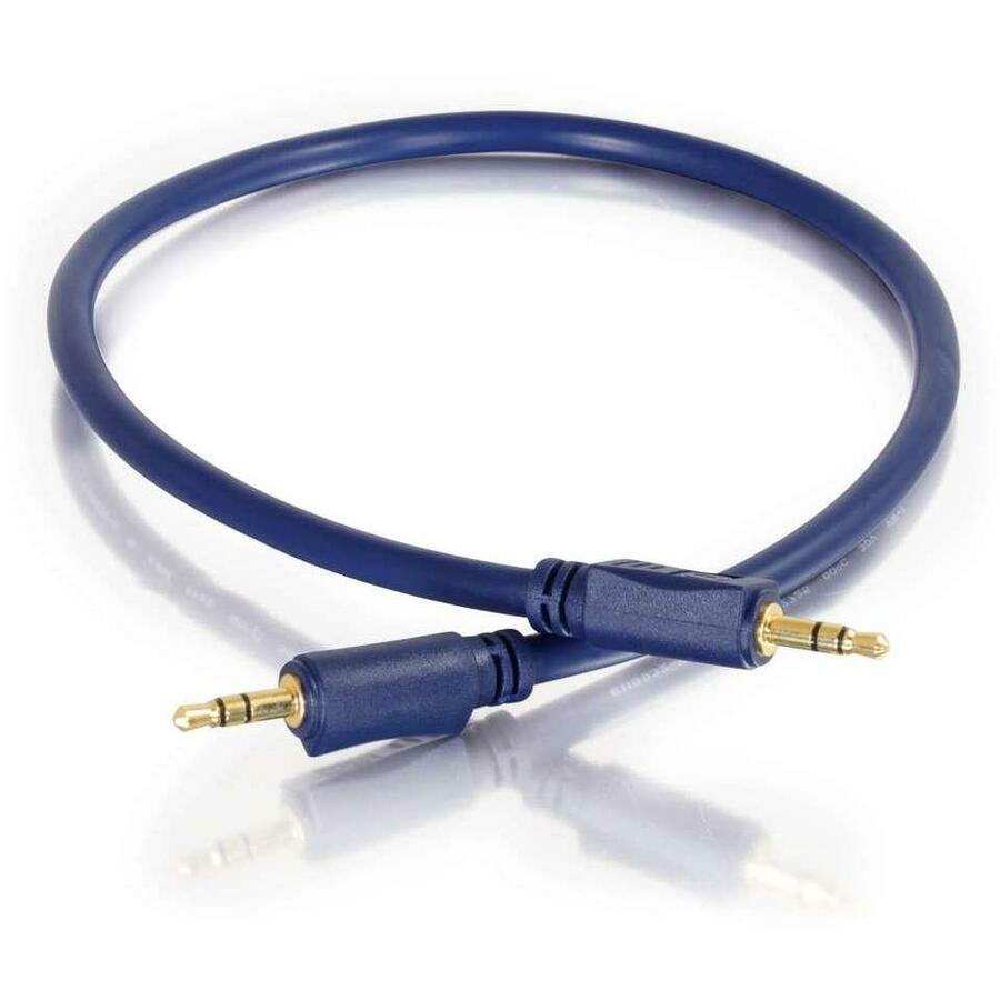 C2G 75ft 3.5mm Velocity Series Stereo Audio Cable - AUX Cable - Blue - M/M — 40937