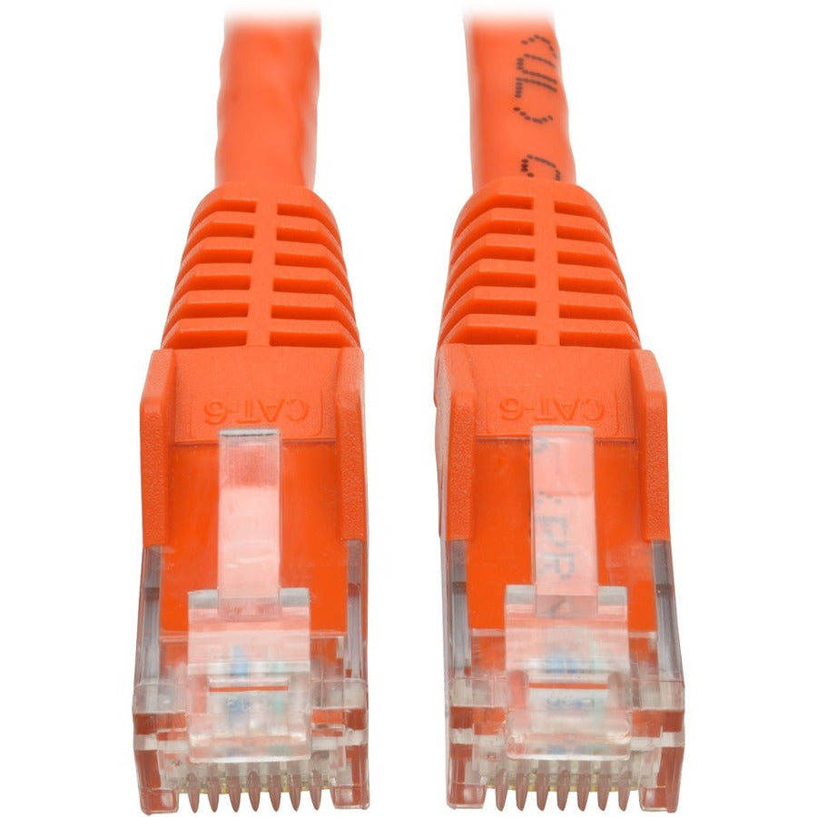 Eaton Tripp Lite Series Cat6 Gigabit Snagless Molded (UTP) Ethernet Cable (RJ45 M/M), PoE, Orange, 2 ft. (0.61 m) — N201-002-OR
