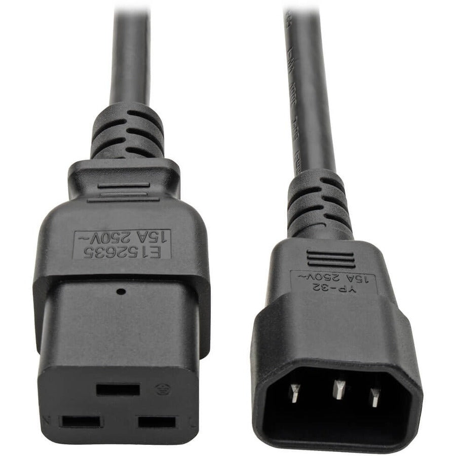 Eaton Tripp Lite Series Power Cord, C19 to C14 - Heavy-Duty, 15A, 250V, 14 AWG, 2 ft. (0.61 m), Black — P047-002