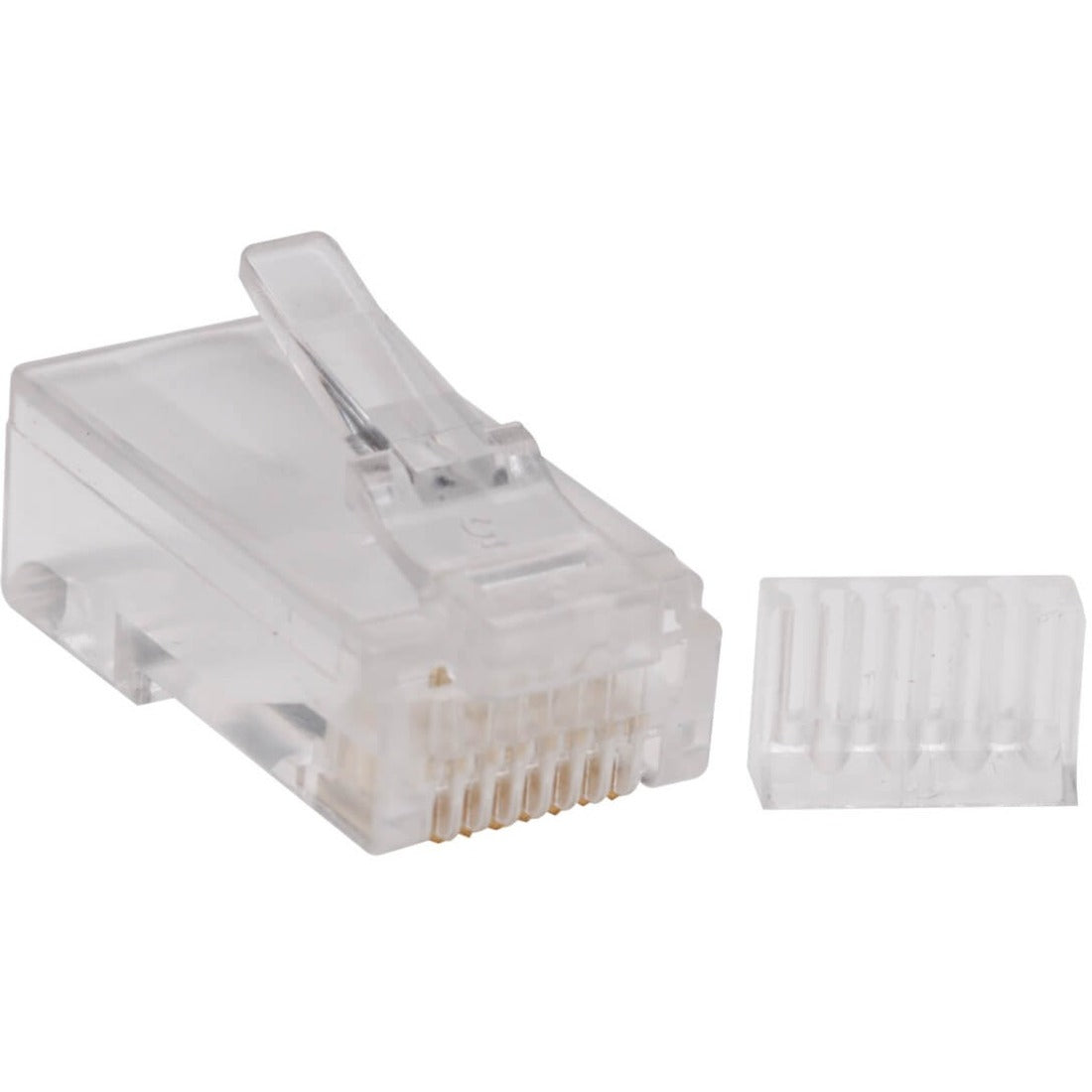 Eaton Tripp Lite Series Cat6 RJ45 Modular Connector Plug with Load Bar, Solid/Stranded Conductor Round Cat6 Wire, 100-pack, TAA — N230-100