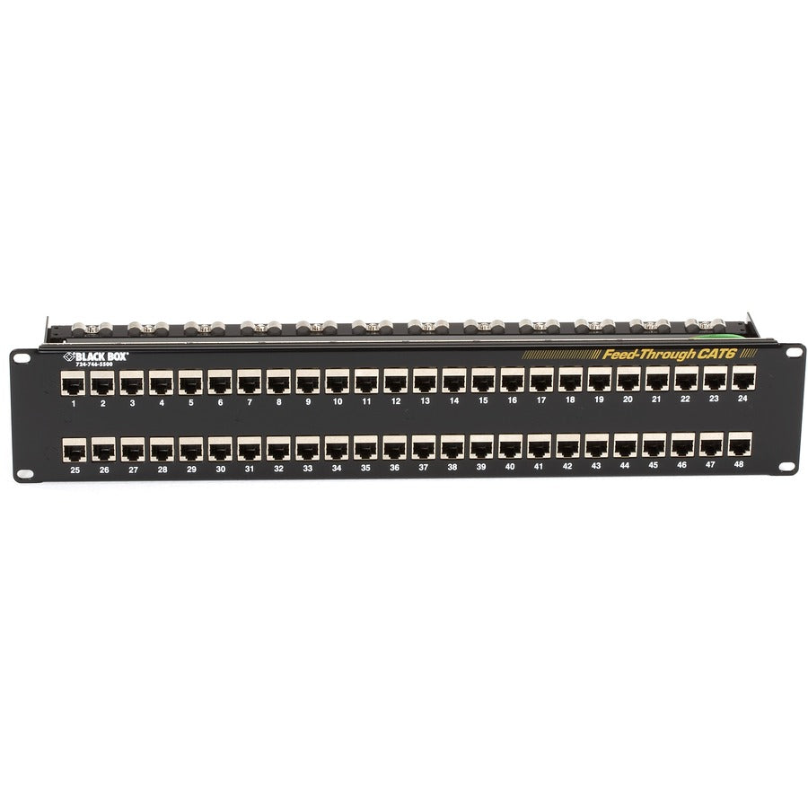 Black Box CAT6 Patch Panel - Feed-Through, 2U, Shielded, 48-Port — JPM816A