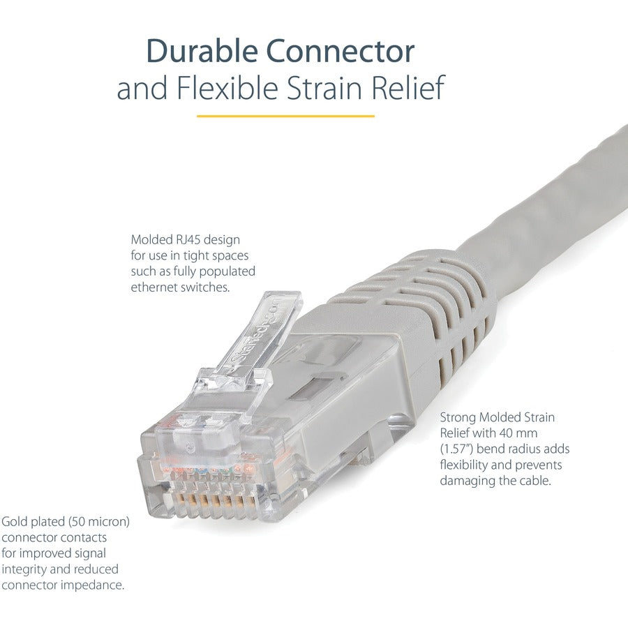 StarTech.com 10ft CAT6 Ethernet Cable - Gray Molded Gigabit - 100W PoE UTP 650MHz - Category 6 Patch Cord UL Certified Wiring/TIA — C6PATCH10GR