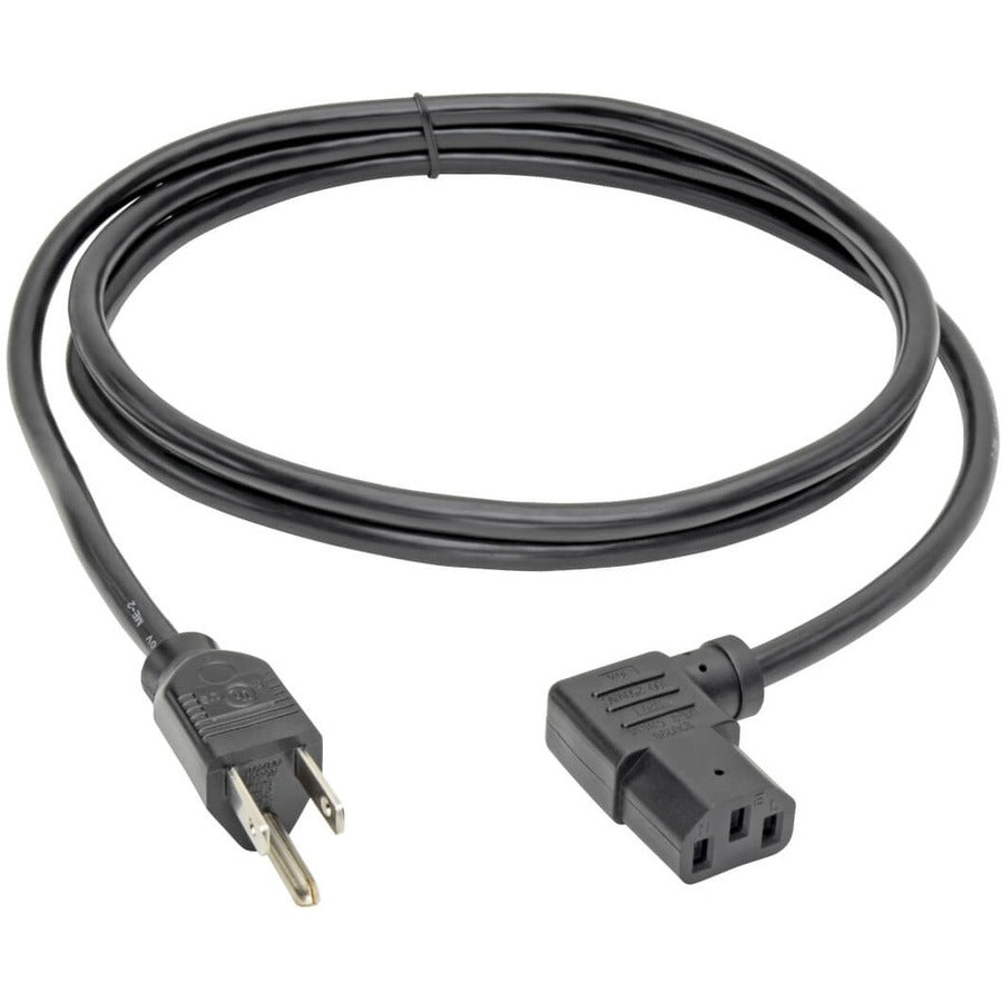 Eaton Tripp Lite Series Computer Power Cord, NEMA 5-15P to Left-Angle C13 - 10A, 125V, 18 AWG, 6 ft. (1.83 m), Black — P006-006-13LA