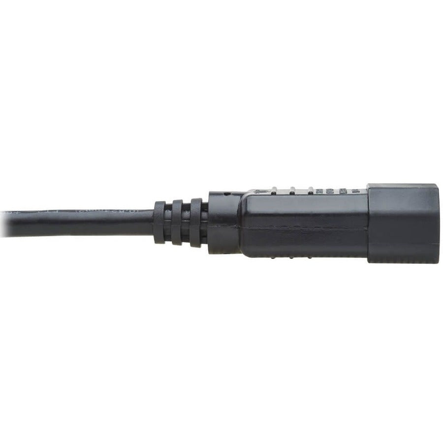 Eaton Tripp Lite Series Power Extension Cord, Right-Angle C13 to C14 PDU Style - 10A, 250V, 18 AWG, 2 ft. (0.61 m), Black — P004-002-13RA