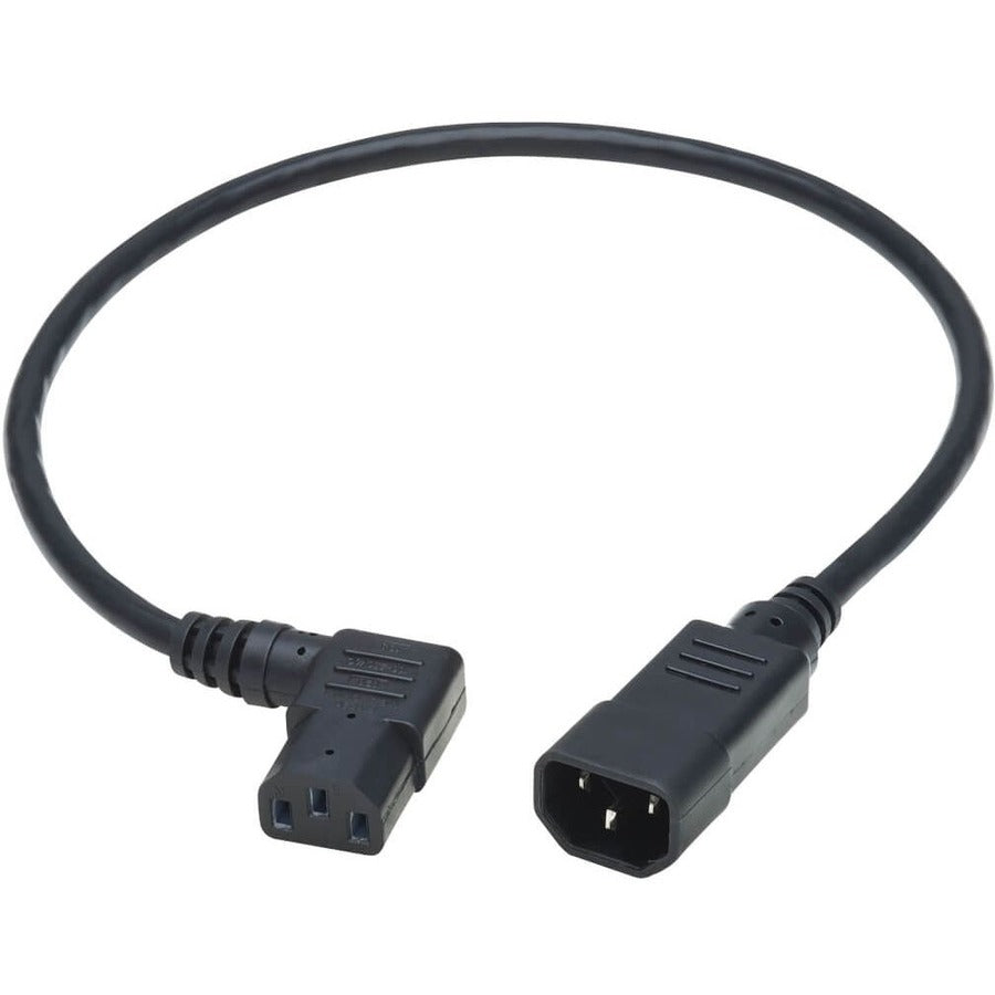 Eaton Tripp Lite Series Power Extension Cord, Right-Angle C13 to C14 PDU Style - 10A, 250V, 18 AWG, 2 ft. (0.61 m), Black — P004-002-13RA
