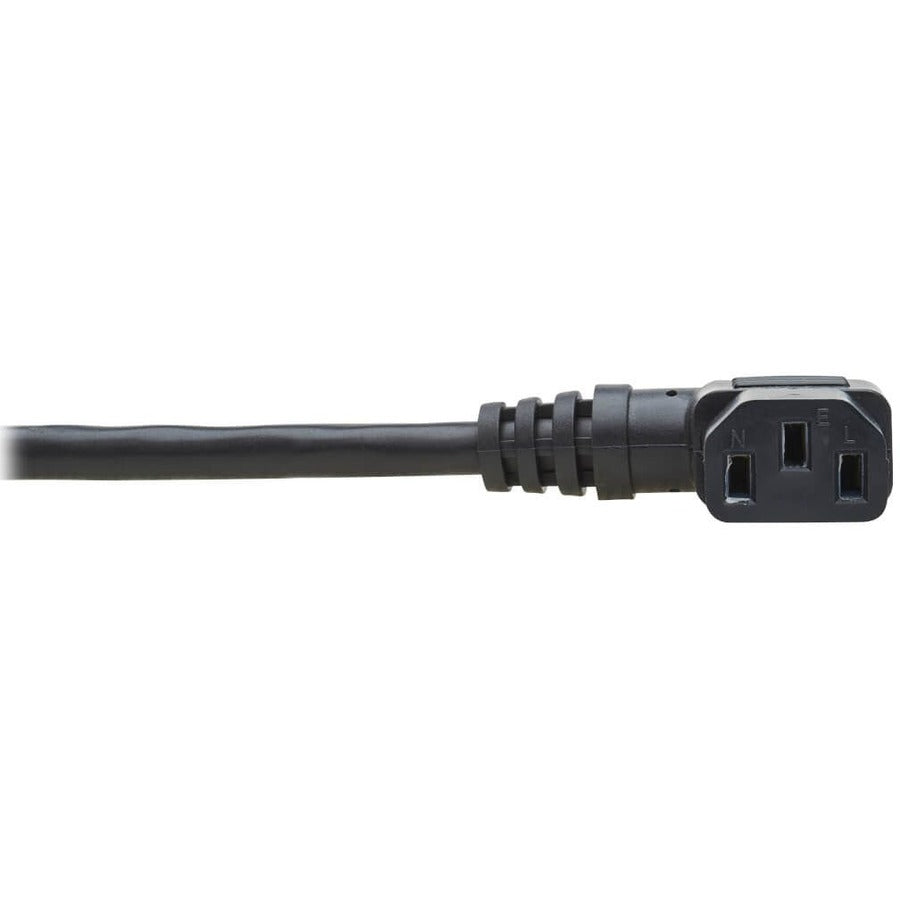 Eaton Tripp Lite Series Power Extension Cord, Right-Angle C13 to C14 PDU Style - 10A, 250V, 18 AWG, 2 ft. (0.61 m), Black — P004-002-13RA