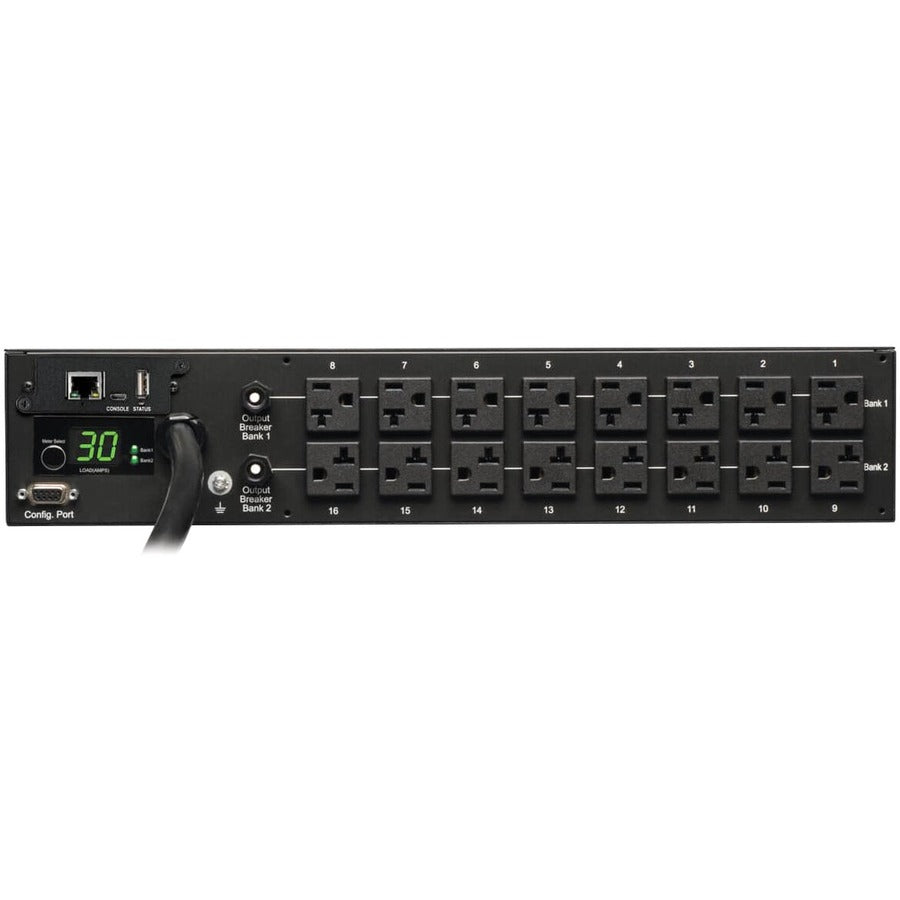 Tripp Lite by Eaton PDU 2.9kW Single-Phase Monitored PDU - 120V Outlets (16 5-15/20R) L5-30P 10 ft. (3.05 m) Cord 2U Rack-Mount TAA — PDUMNH30