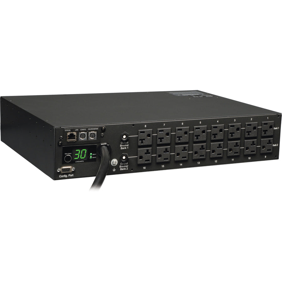Tripp Lite by Eaton PDU 2.9kW Single-Phase Monitored PDU - 120V Outlets (16 5-15/20R) L5-30P 10 ft. (3.05 m) Cord 2U Rack-Mount TAA — PDUMNH30