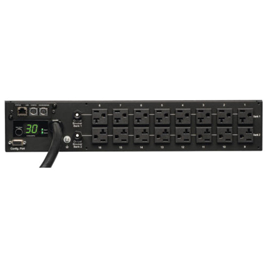 Tripp Lite by Eaton PDU 2.9kW Single-Phase Monitored PDU - 120V Outlets (16 5-15/20R) L5-30P 10 ft. (3.05 m) Cord 2U Rack-Mount TAA — PDUMNH30