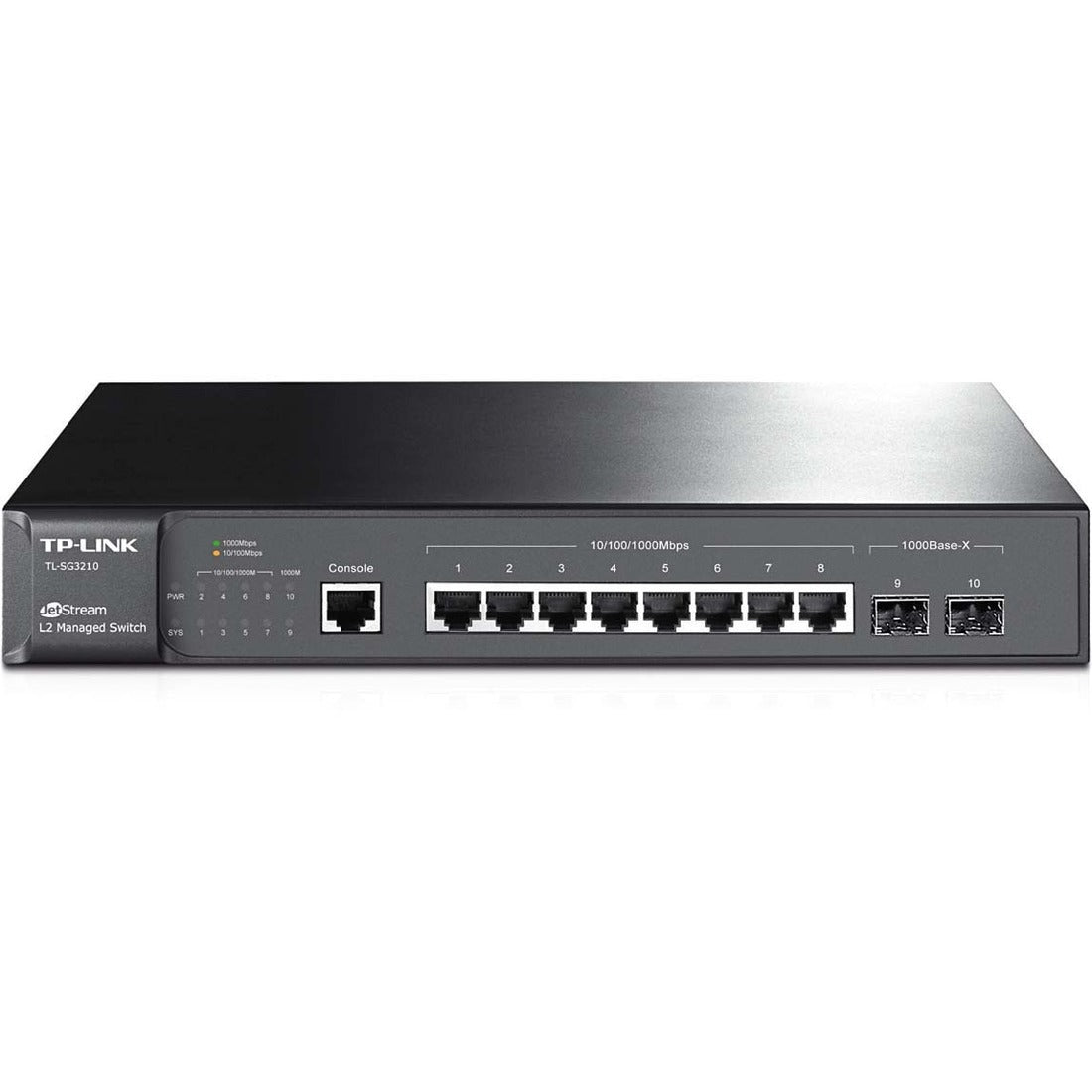 TP-LINK TL-SG3210 8-port Pure-Gigabit L2 Managed Switch, 8 10/100/1000Mbps ports, 2 Gigabit SFP slots — SG3210