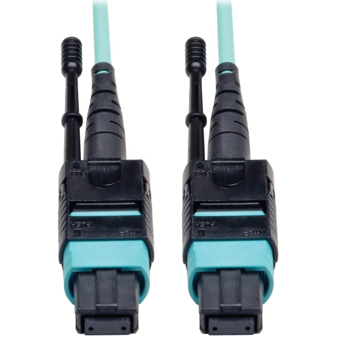 Eaton Tripp Lite Series MTP/MPO Patch Cable with Push/Pull Tabs, 12 Fiber, 40GbE, 40GBASE-SR4, OM3 Plenum-Rated - Aqua, 1M (3 ft.) — N844-01M-12-P