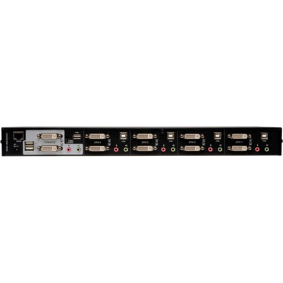 Tripp Lite by Eaton 4-Port Dual Monitor DVI KVM Switch with Audio and USB 2.0 Hub, Cables included — B004-2DUA4-K