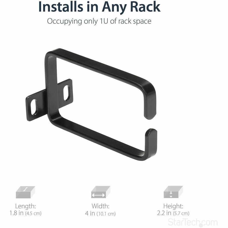 StarTech.com 1U Vertical Server Rack Cable Management D-Ring Hook - 2.2x3.9in (5.7x10cm) — CMHOOK1U