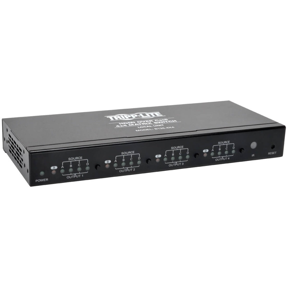 Eaton Tripp Lite Series 4 x 4 HDMI over Cat5/6 Matrix Splitter Switch, Box-Style Transmitter for Video/Audio, Up to 175 ft. (53 m), TAA — B126-4X4