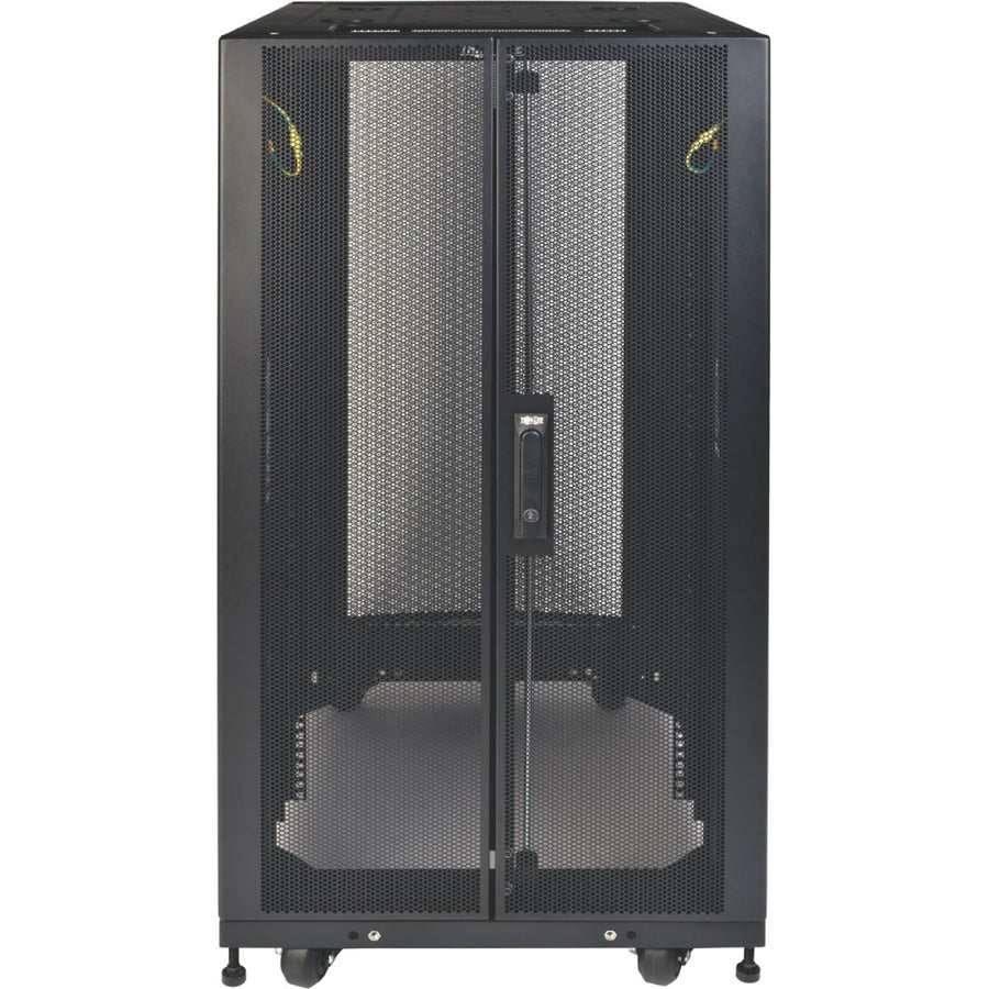 Tripp Lite by Eaton 25U SmartRack Shallow-Depth Half-Height Rack Enclosure, Doors, Side Panels, Heavy-Duty Casters — SR25UBSD3