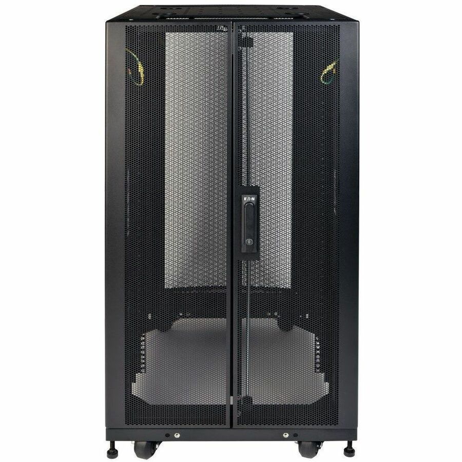 Tripp Lite by Eaton 25U SmartRack Shallow-Depth Half-Height Rack Enclosure, Doors, Side Panels, Heavy-Duty Casters — SR25UBSD3