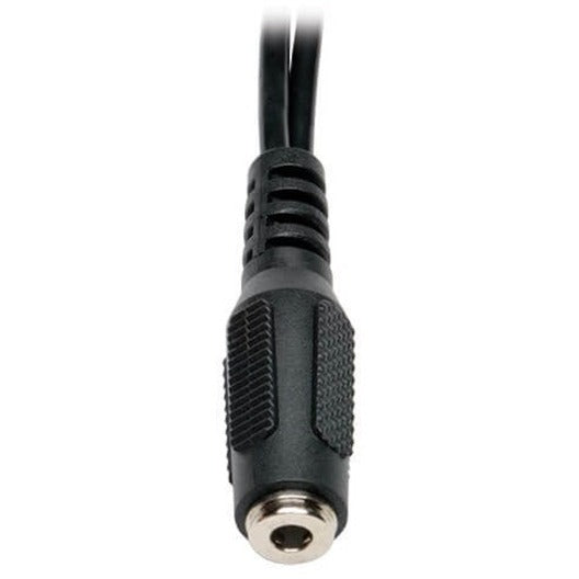 Eaton Tripp Lite Series 3.5 mm 4-Position to 3.5 mm 3-Position Audio Headset Splitter Adapter Cable (F/2xM), 6 in. (15.2 cm) — P318-06N-FMM