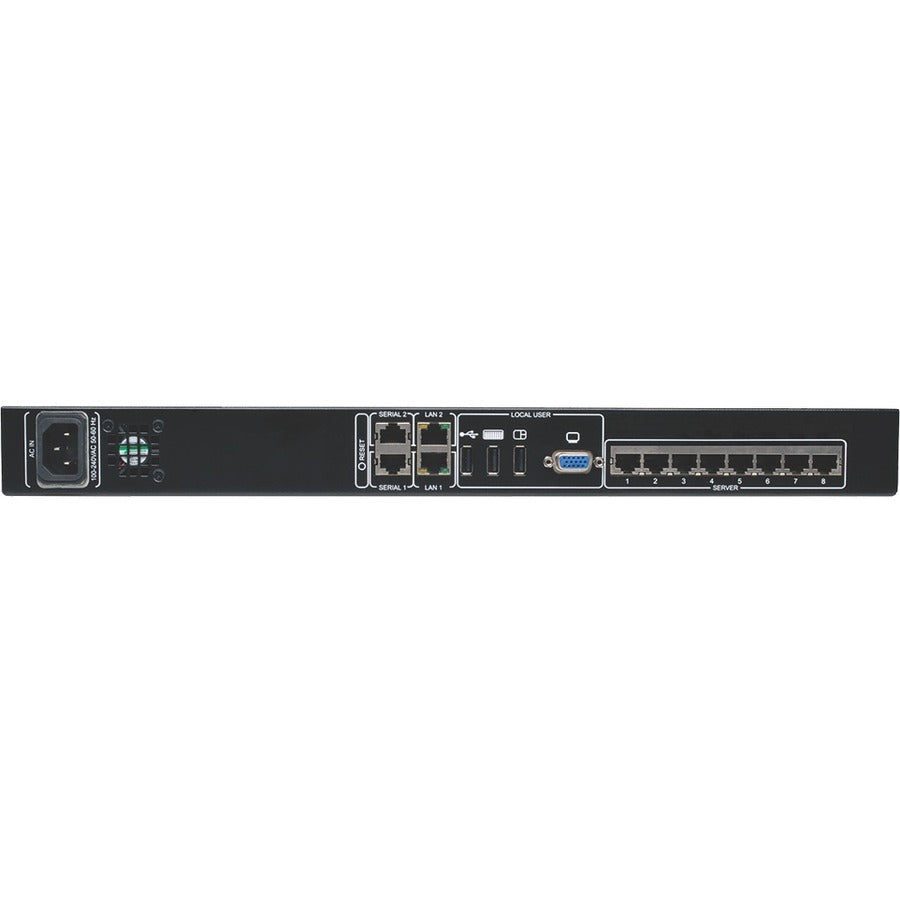 Tripp Lite by Eaton NetCommander 8-Port Cat5 KVM over IP Switch - 1 Remote + 1 Local User, 1U Rack-Mount — B072-008-1-IP