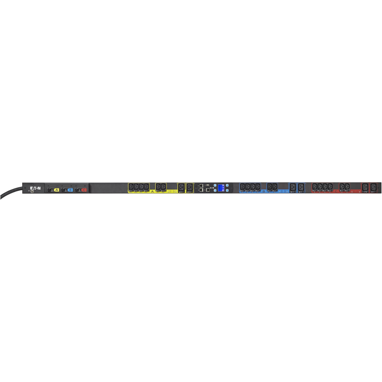 Eaton Managed rack PDU, 0U, L15-30P input, 8.64 kW max, 200-240V, 24A, 10 ft cord, Three-phase, Outlets: (18) C13 Outlet grip, (6) C19 Outlet grip — EMA326-10