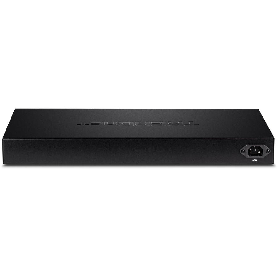 TRENDnet 28-Port Gigabit Web Smart PoE+ Switch, 24 x Gigabit Ports, 4 x Shared Gigabit Ports (RJ-45 or SFP), 185W PoE Budget, 56Gbps Switching Capacity, Lifetime Protection, Black, TPE-2840WS