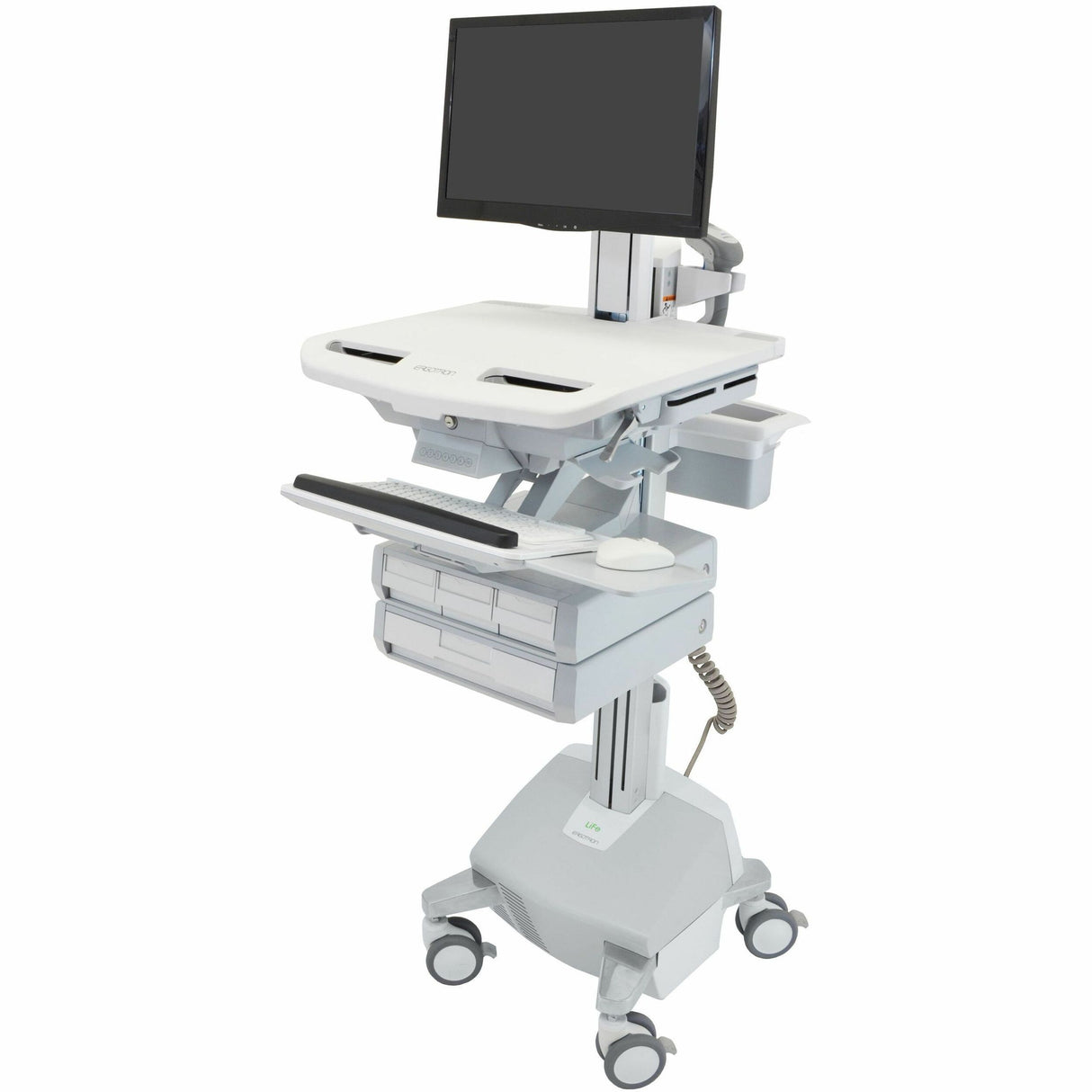 Ergotron StyleView Cart with LCD Pivot, LiFe Powered, 4 Drawers — SV44-1342-1