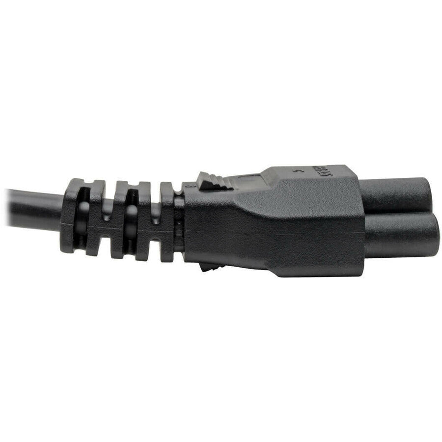 Eaton Tripp Lite Series 3-Slot Power Cord, NEMA 5-15P to C5 - Laptop/Notebook, 10A, 125V, 18 AWG, 3 ft. (0.91 m), Black — P013-003
