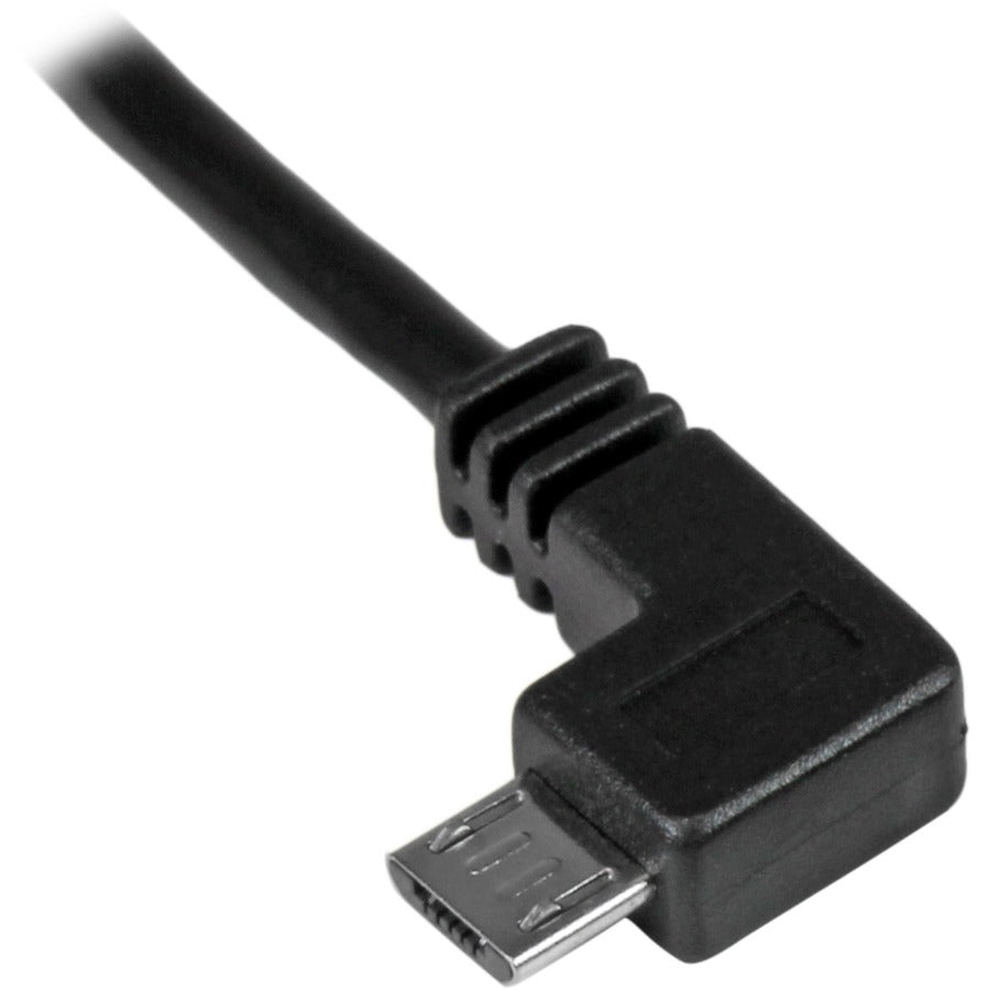 StarTech.com 1m 3 ft Left Angle Micro-USB Charge-and-Sync Cable M/M - USB 2.0 A to Micro-USB - 30/24 AWG — USBAUB1MLA