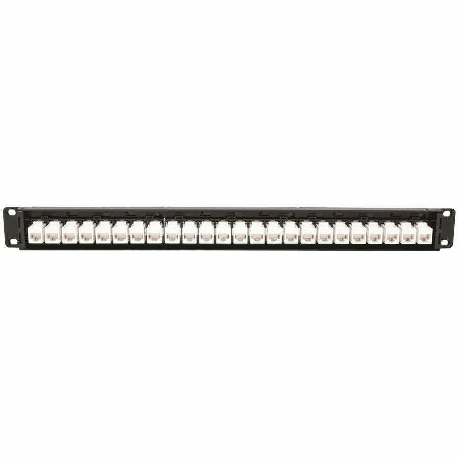 Eaton Tripp Lite Series 24-Port Cat6a Feed-Through Patch Panel - 4PPoE Compliant, 1U Rack-Mount, RJ45 Ethernet, Black, TAA — N254-024-6A