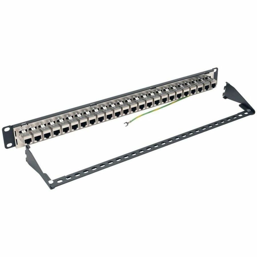 Eaton Tripp Lite Series 24-Port 1U Rack-Mount STP Shielded Cat6a Feedthrough Patch Panel, RJ45 Ethernet, TAA — N254-024-SH-6A