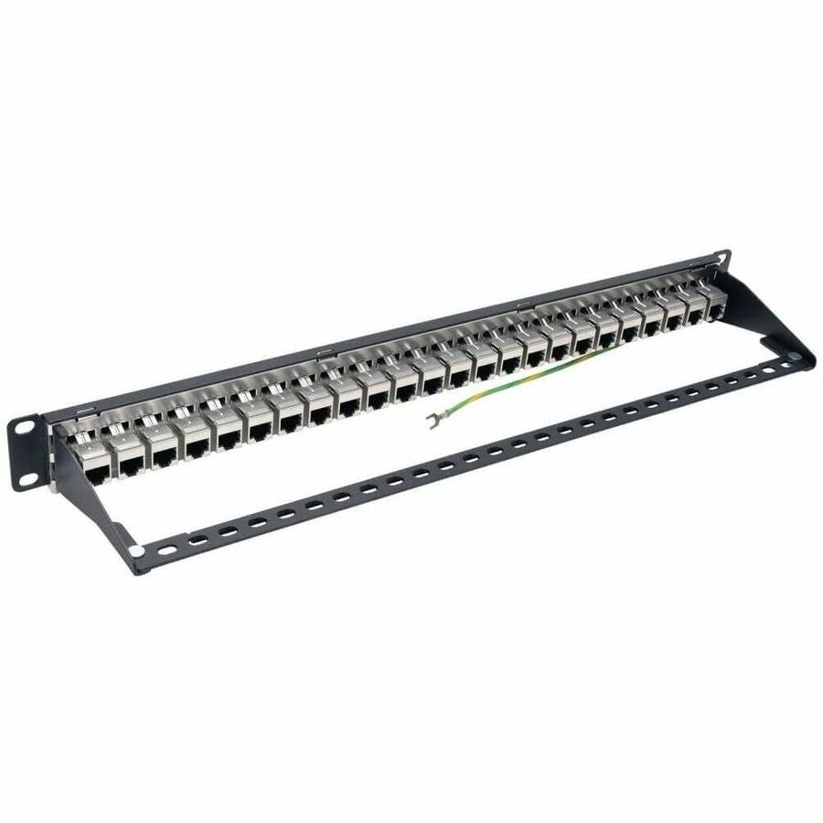 Eaton Tripp Lite Series 24-Port 1U Rack-Mount STP Shielded Cat6a Feedthrough Patch Panel, RJ45 Ethernet, TAA — N254-024-SH-6A