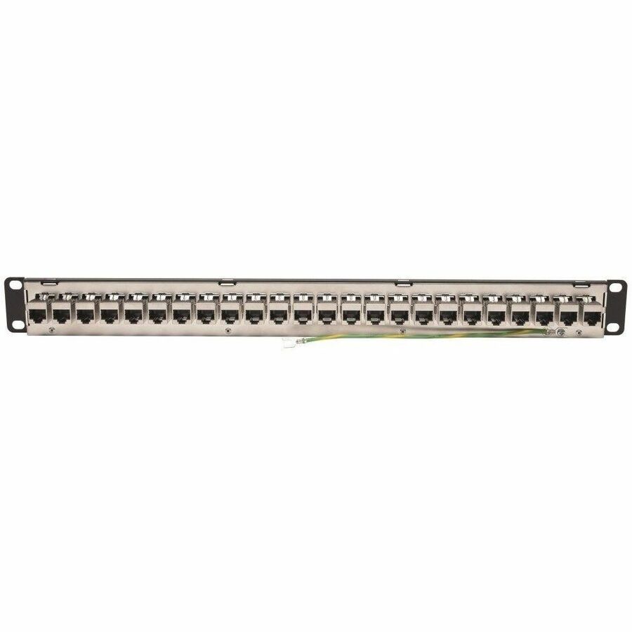 Eaton Tripp Lite Series 24-Port 1U Rack-Mount STP Shielded Cat6a Feedthrough Patch Panel, RJ45 Ethernet, TAA — N254-024-SH-6A