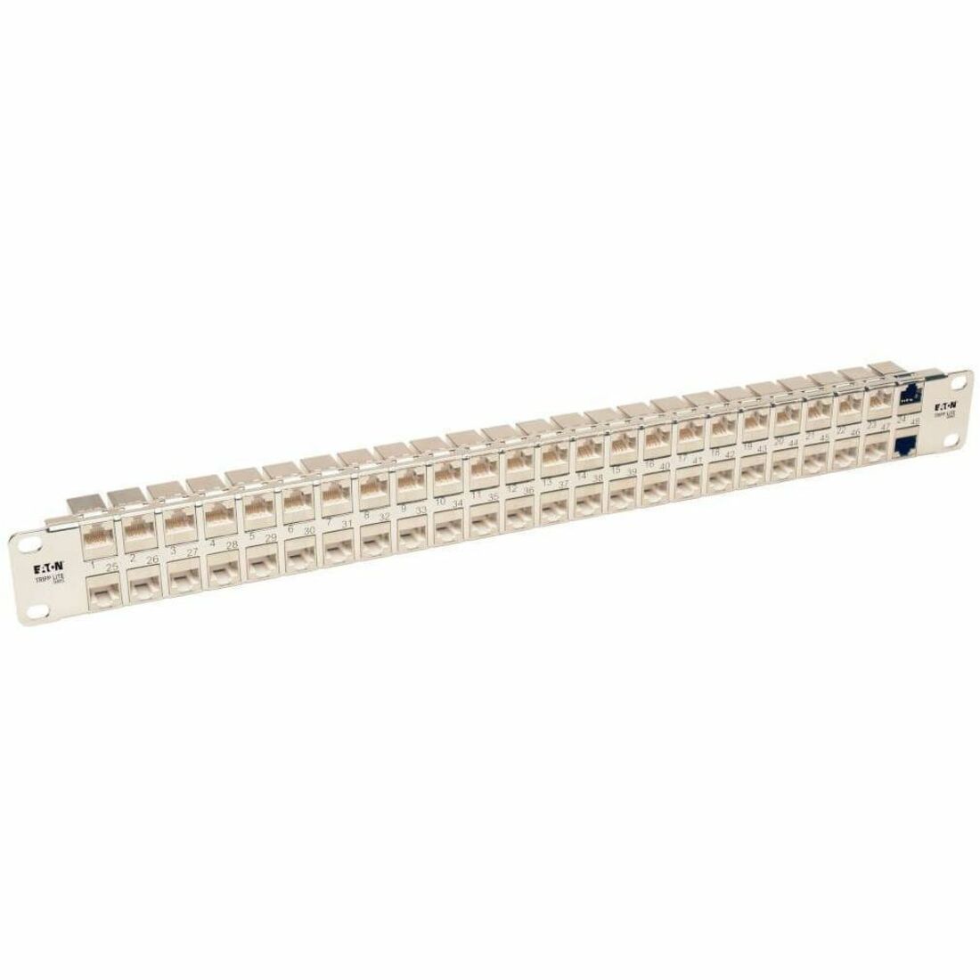 Eaton Tripp Lite Series 48-Port 1U Rack-Mount STP Shielded Cat6a Feedthrough Patch Panel, RJ45 Ethernet, TAA — N254-048-SH-6A