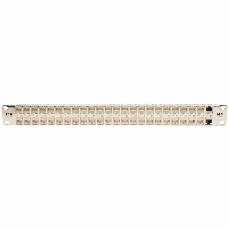 Eaton Tripp Lite Series 48-Port 1U Rack-Mount STP Shielded Cat6a Feedthrough Patch Panel, RJ45 Ethernet, TAA — N254-048-SH-6A