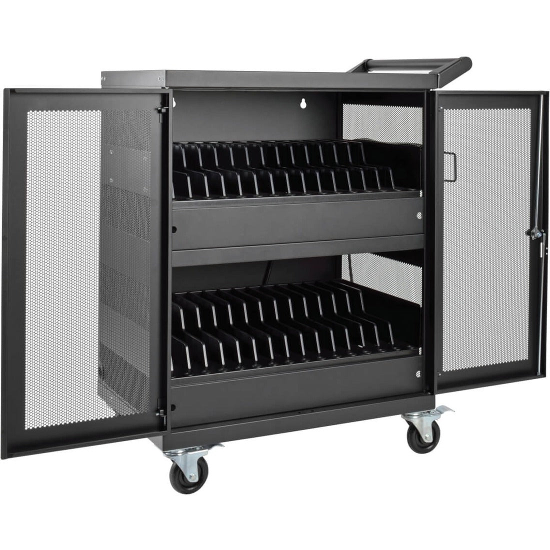 Tripp Lite by Eaton Multi-Device Charging Cart, 32 AC Outlets, Chromebooks and Laptops, Wall-Mount Option, Black — CSC32AC