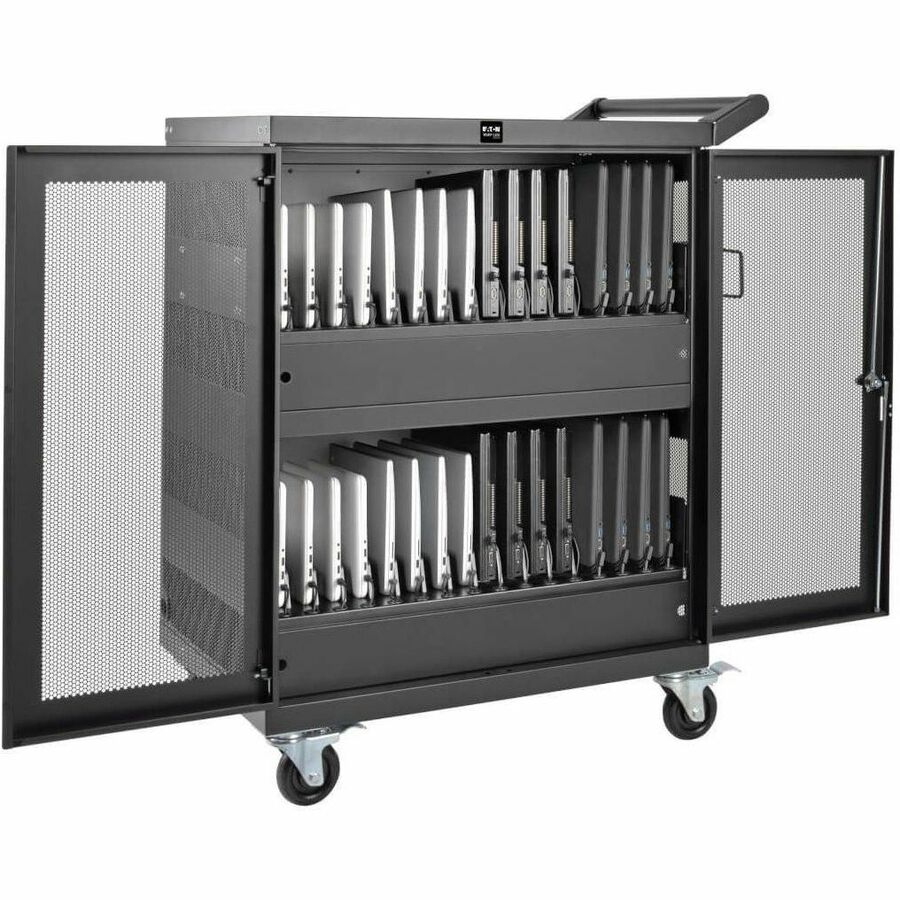 Tripp Lite by Eaton Multi-Device Charging Cart, 32 AC Outlets, Chromebooks and Laptops, Wall-Mount Option, Black — CSC32AC
