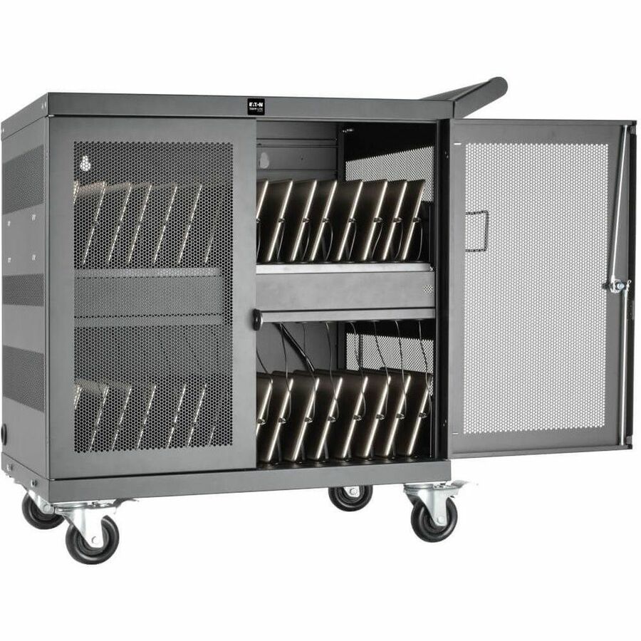 Tripp Lite by Eaton Multi-Device Charging Cart, 32 USB Ports, iPad and Android Tablets, Wall-Mount Option, Black — CSC32USB