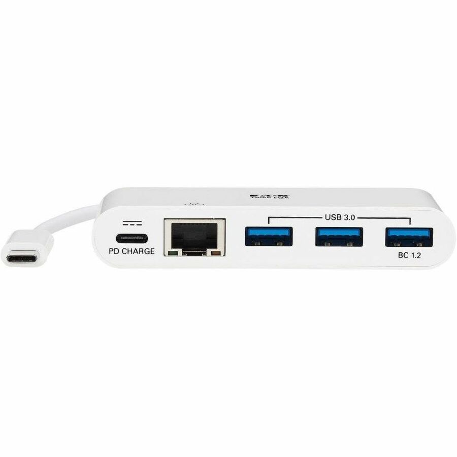 Eaton Tripp Lite Series 3-Port USB-C Hub - USB 3.x (5Gpbs) Hub Ports, Gigabit Ethernet, 60W PD Charging, White — U460-003-3AG-C