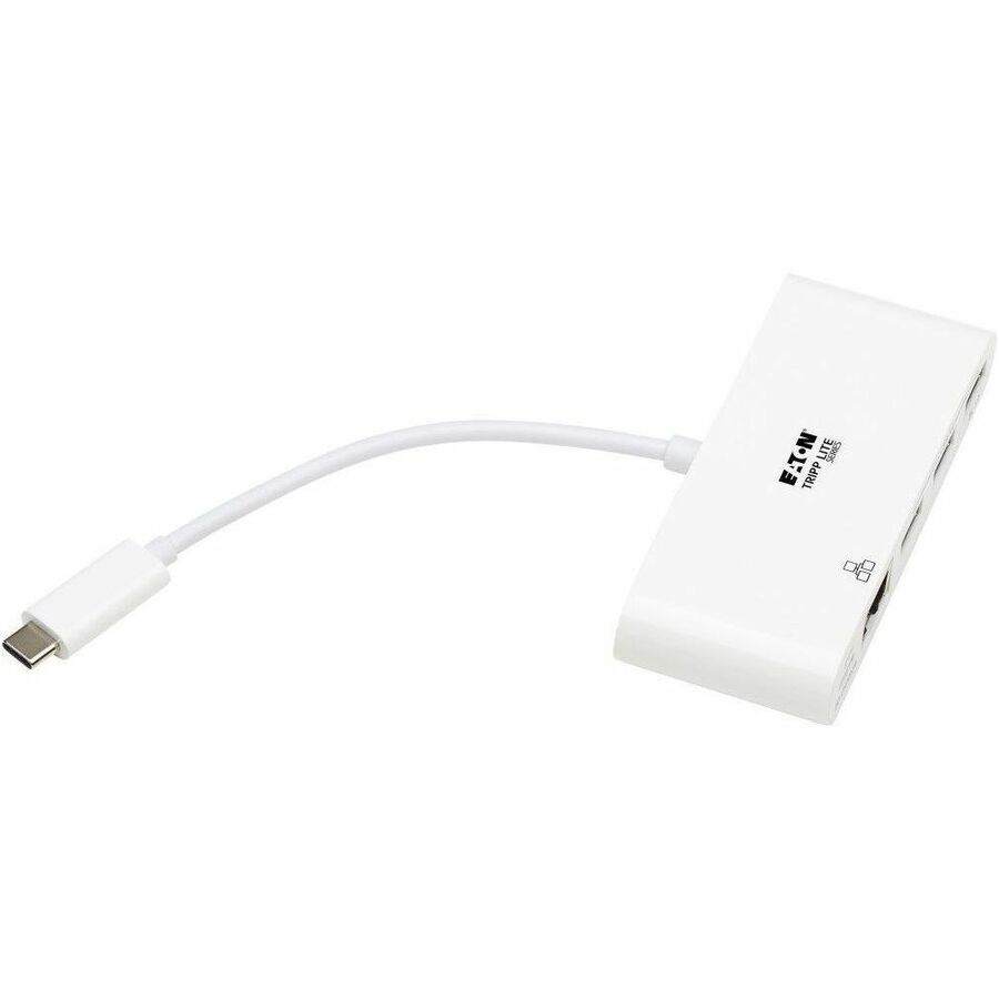 Eaton Tripp Lite Series 3-Port USB-C Hub - USB 3.x (5Gpbs) Hub Ports, Gigabit Ethernet, 60W PD Charging, White — U460-003-3AG-C