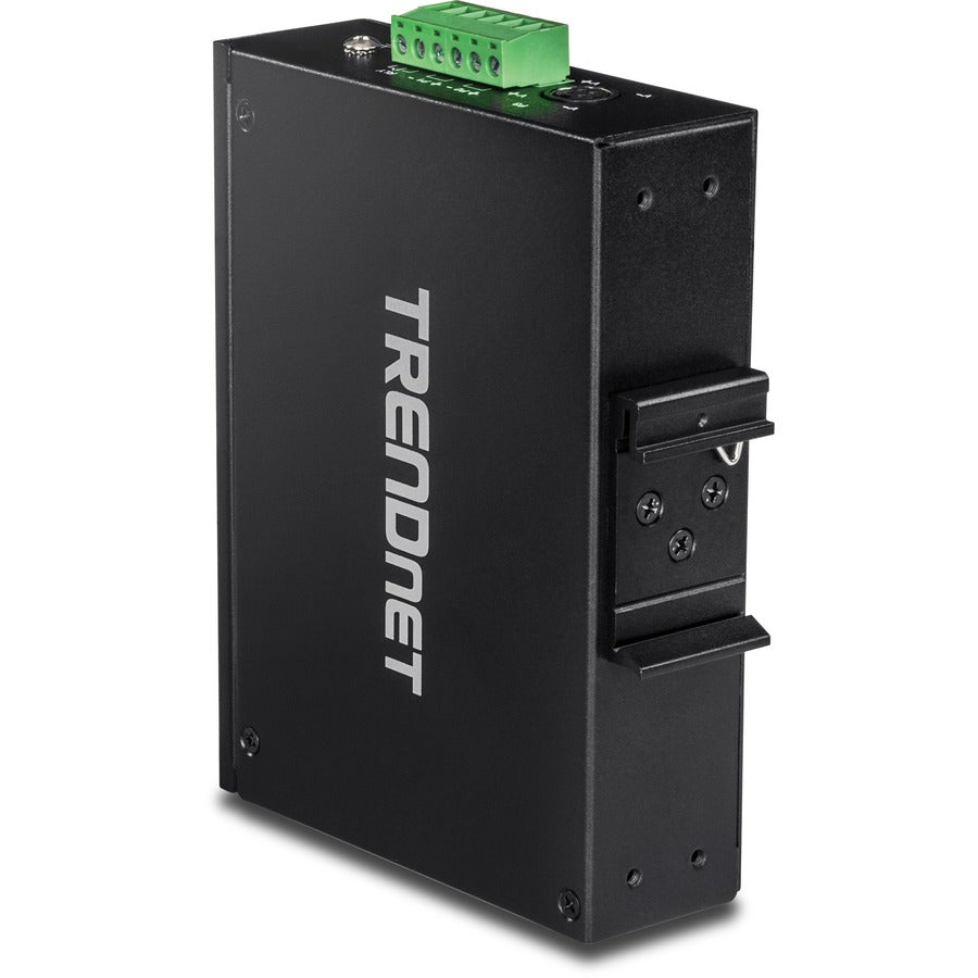 TRENDnet 6-Port Hardened Industrial Gigabit PoE+ DIN-Rail Switch, 4 x Gigabit PoE+ Ports, Shared Gigabit Port (RJ-45/SFP), Dedicated SFP, 120W Power Budget, IP30, Lifetime Protection, Black, TI-PG62