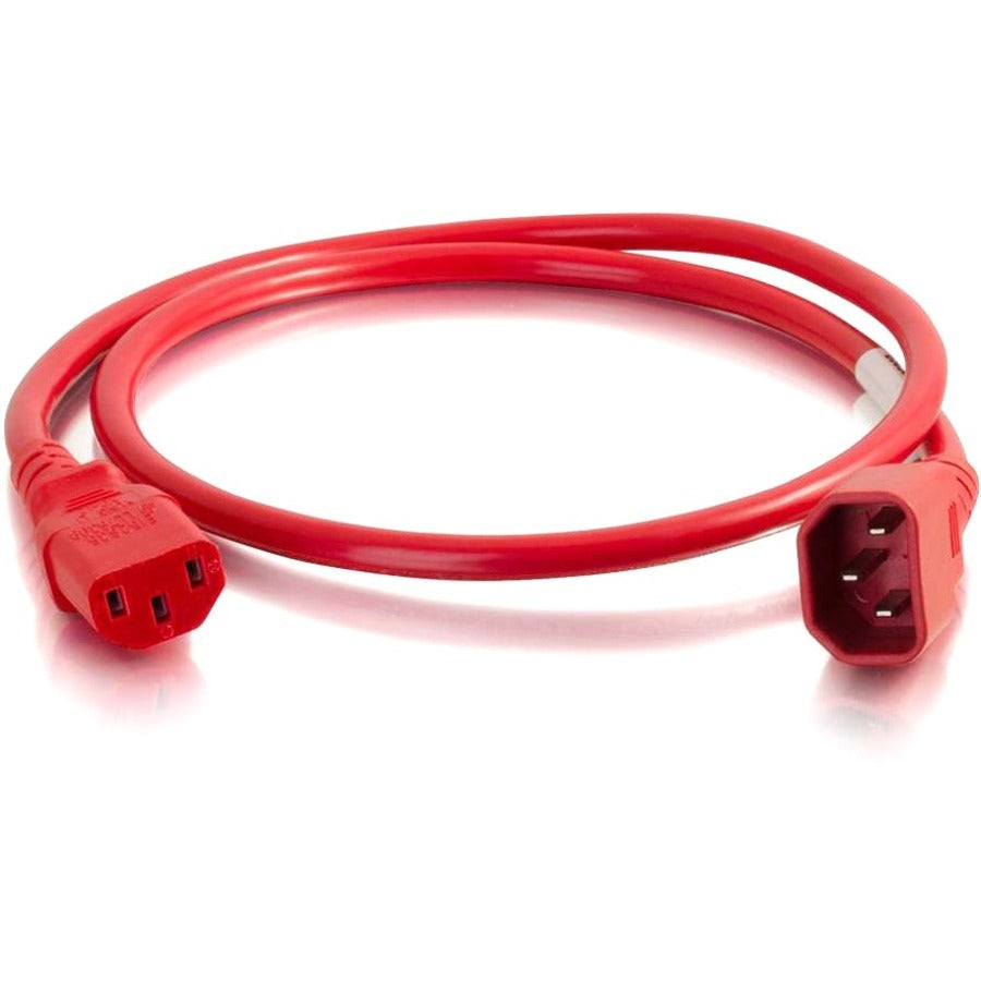C2G 3ft 18AWG Power Cord (IEC320C14 to IEC320C13) -Red — 17487