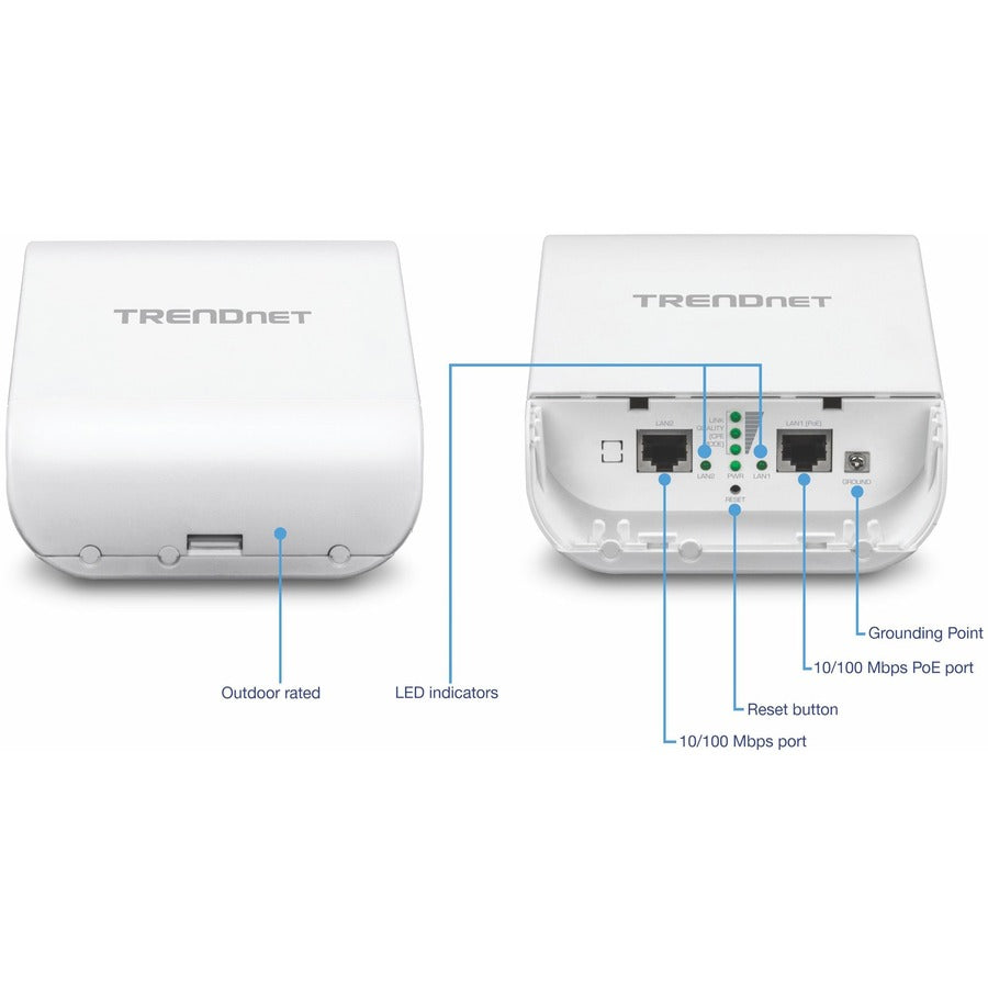 TRENDnet 10dBi Wireless N300 Outdoor PoE Pre-configured Point-to-Point Bridge Bundle Kit, Two Pre-Configured Wireless N Access Points, IPX6 Rated Housing, 10 dBi Antennas, White, TEW-740APBO2K