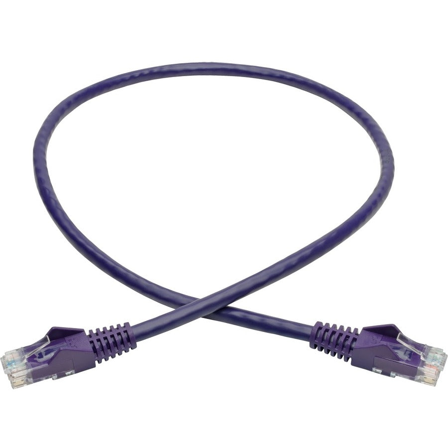 Eaton Tripp Lite Series Cat6 Gigabit Snagless Molded (UTP) Ethernet Cable (RJ45 M/M), PoE, Purple, 2 ft. (0.61 m) — N201-002-PU