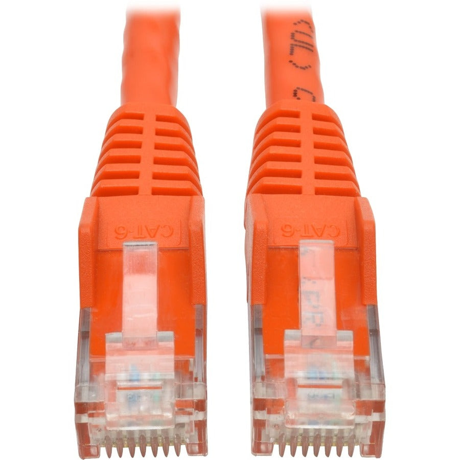 Eaton Tripp Lite Series Cat6 Gigabit Snagless Molded (UTP) Ethernet Cable (RJ45 M/M), PoE, Orange, 1 ft. (0.31 m) — N201-001-OR