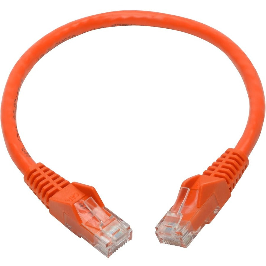 Eaton Tripp Lite Series Cat6 Gigabit Snagless Molded (UTP) Ethernet Cable (RJ45 M/M), PoE, Orange, 1 ft. (0.31 m) — N201-001-OR